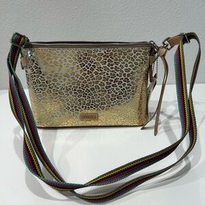 Consuela Gold Leopard Print Crossbody Bag